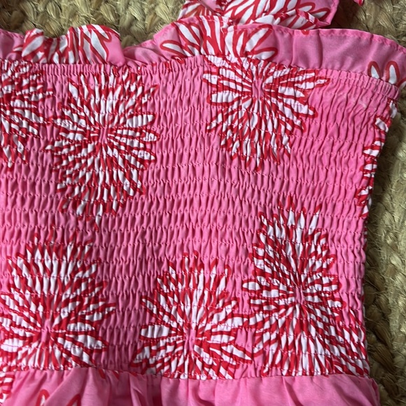 J.Marie pink and red flower smocked top with ruffle sleeve - Picture 2 of 4
